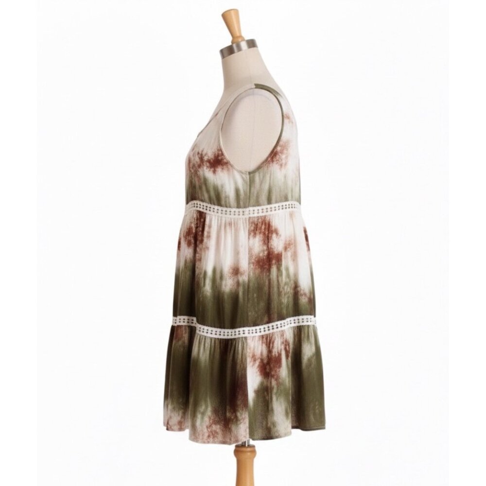NWT Green Tie Dyed Voile & Lace Mini Slip Dress | Coastal Cowgirl Boho Grunge Lg - Picture 4 of 7